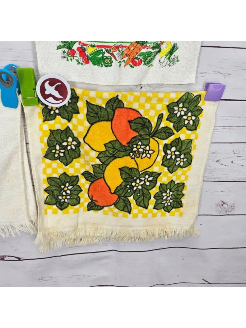 Vintage Kitchen Towels Set Of 4 Farmhouse Fruit & Vegetable Prints